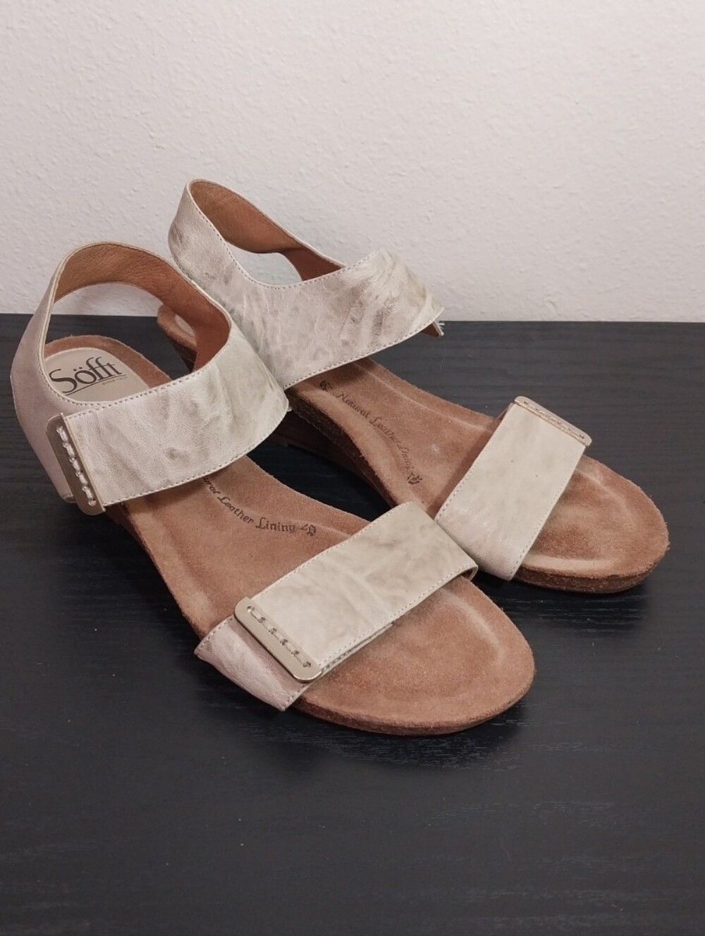 Sofft Verdi Womens Beige Leather Slingback Sandals Size 8.5